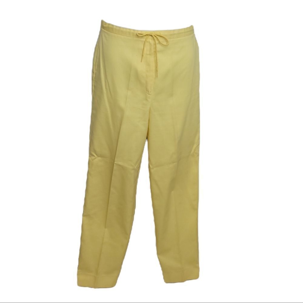 VINTAGE 70s pull on pants yellow drawstring high waist straight leg M